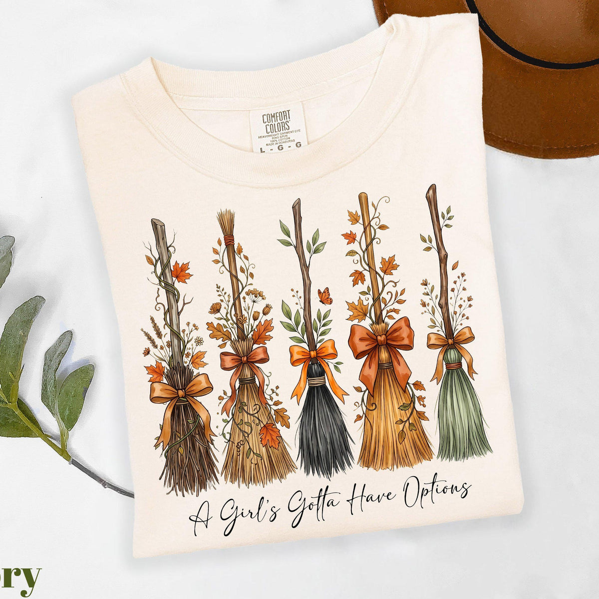 Comfort Colors A Girl Gotta Have Options Witch Broom Shirt Women, Funny Halloween Witchy Spooky Season Graphic Tee, Gift for Her Aesthetic