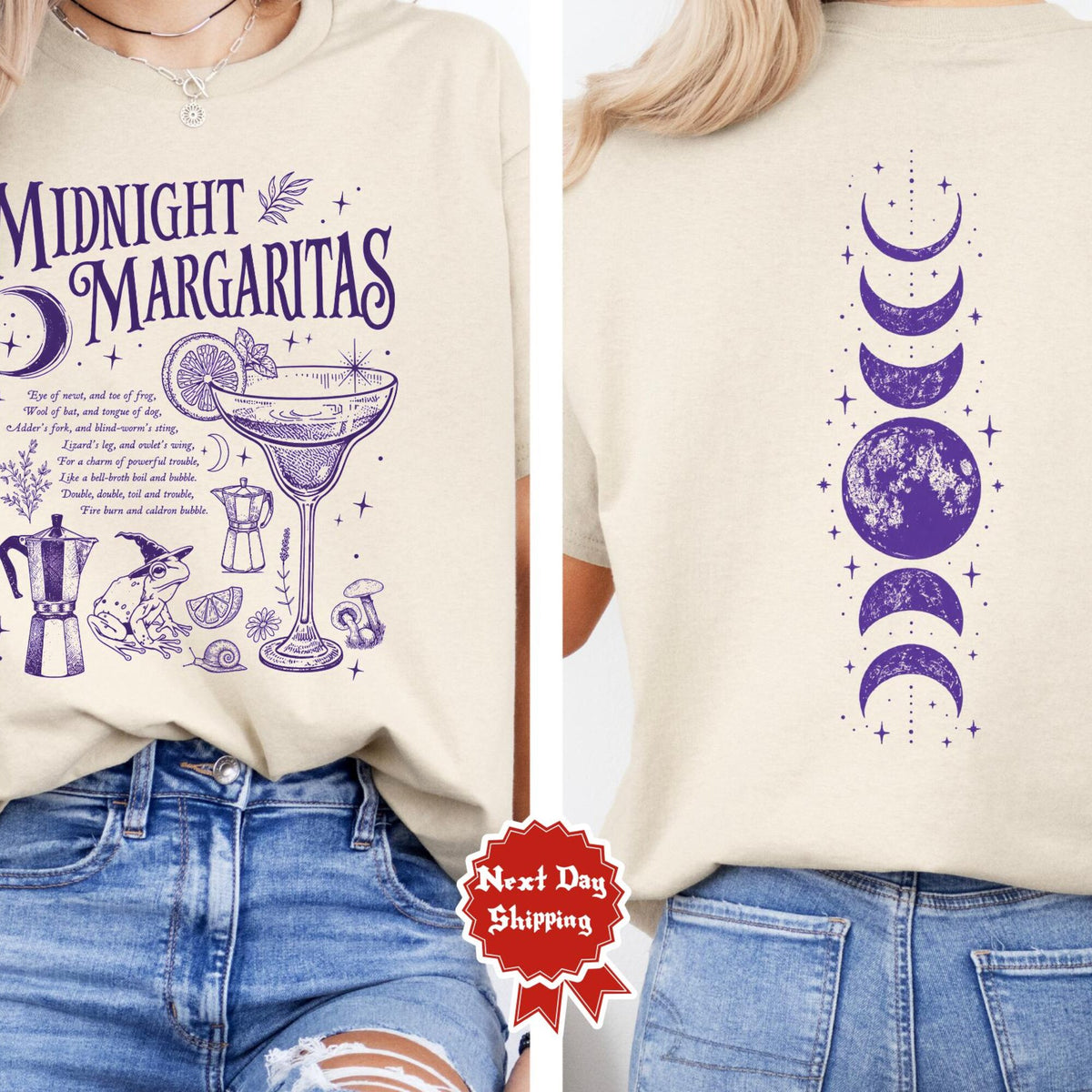 Comfort Colors Retro Midnight Margaritas Shirt Women, Practical Magic Halloween Movie Girls Tequila Spooky Season Graphic Tee, Gift for Her Aesthetic