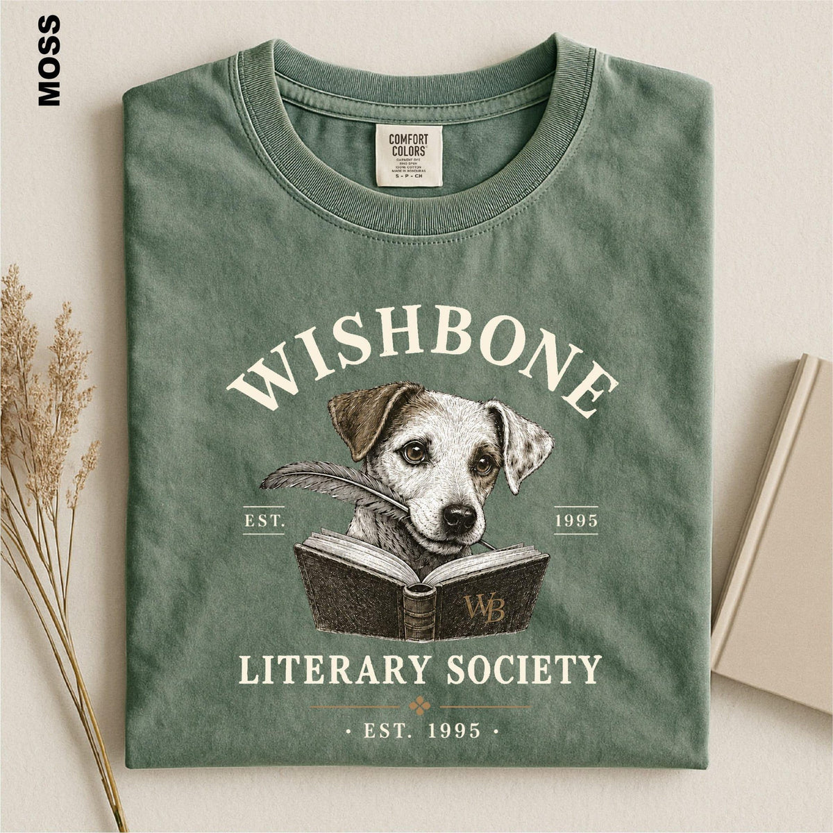 Wishbone Literary Society Shirt Vintage Book Lover Graphic Tee Comfort Colors Shirt 90s Nostalgia Dog Sweatshirt Teacher Gift Tee