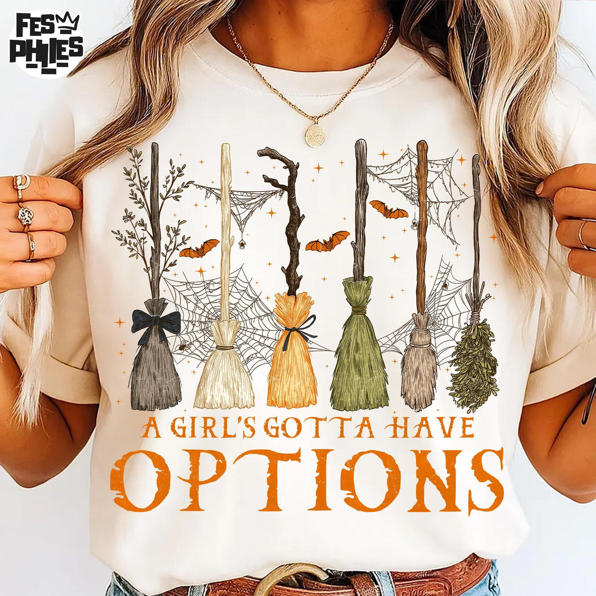Comfort Colors Trendy Girly A Girl Gotta Have Options Shirt Women, Retro Spooky Season Witchy Vibes Halloween Graphic Tee, Gift for Her Aesthetic