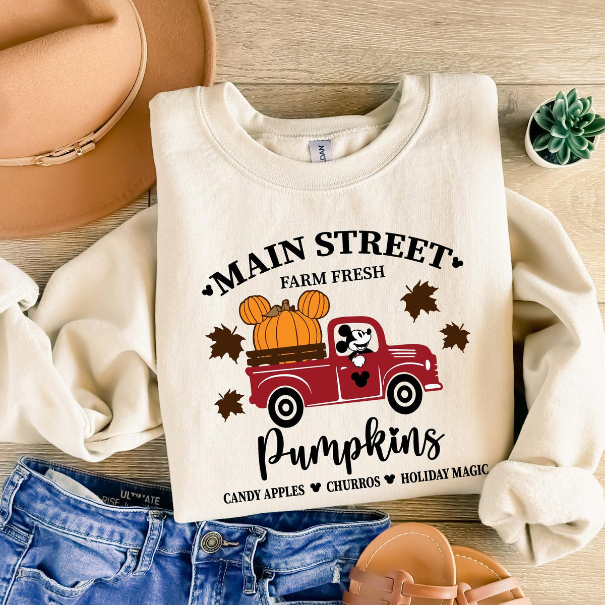 Comfort Colors Retro Mickey and Minnie Fall Vibes on Main Street Shirt Women, Disney Thanksgiving Pumpkin Disneyland Spice Season Autumn Graphic Tee, Gift for Her Aesthetic