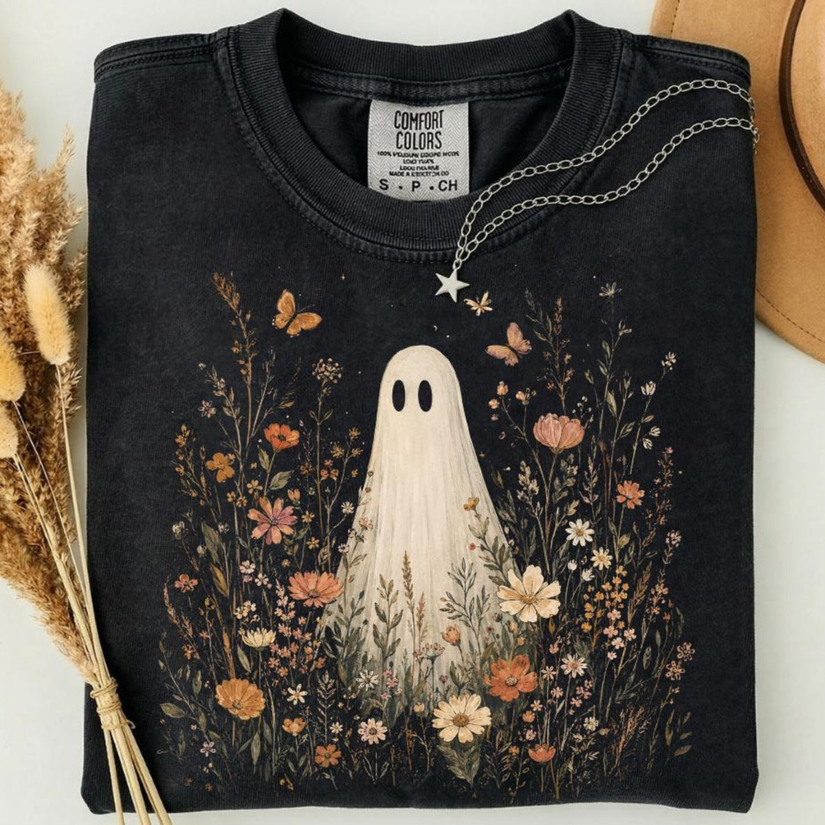 Wildflowers Ghost Shirt Fall Spooky Season Tee Floral Ghost Lover Gift Botanical Floral Ghost Shirt Halloween Women Tee