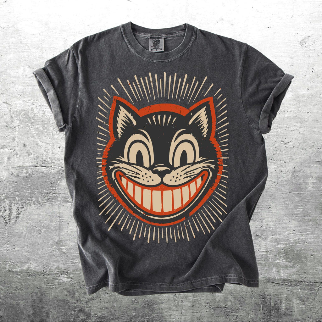 Retro Cat Shirt Oversize Womens Mens Unisex Comfort Colors Tshirt