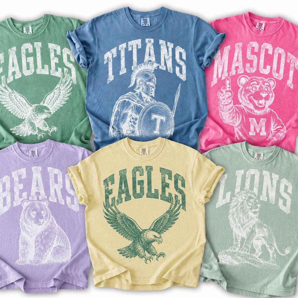 Comfort Colors Custom Mascot Shirt School Spirit Tee Custom Game Day Shirt Back To School Gift School Logo Tee Gift Team Mascot Shirt