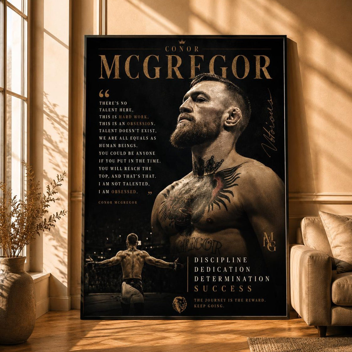 Motivational Conor McGregor UFC Inspirational Quote Gym - Poster | Canvas Wall Art Print