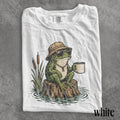 Classic Coffee Frog Graphic Tee Funny Swamp Animal Illustration Shirt Retro Outdoor Adventure Top Comfort Colors Frog Gift Tee