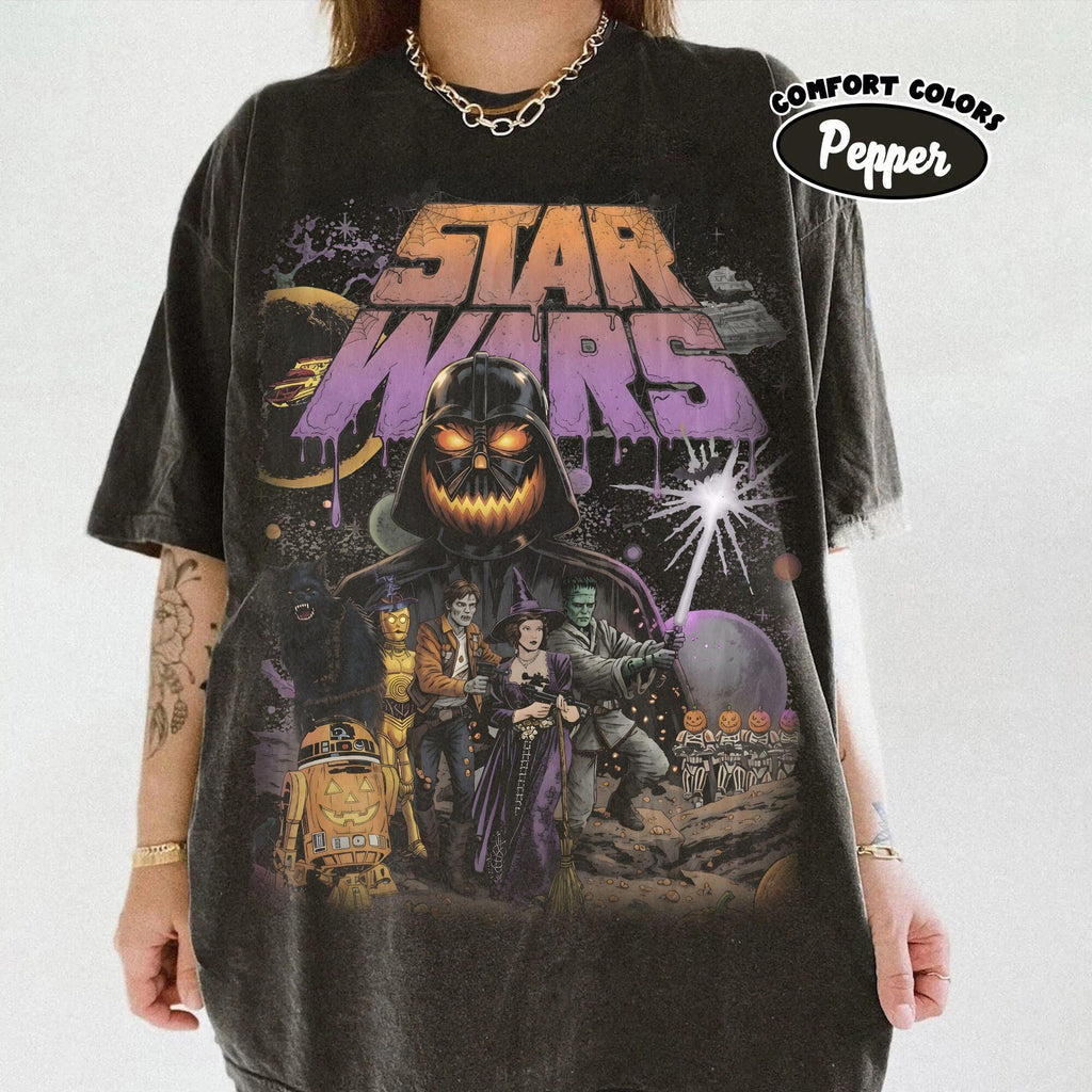 Vintage Star Wars Mashup Halloween Shirt Darth Vader  Stormtrooper Mickey Ears TrickorTreat Pumpkin Disney Halloween Family Trip Outfit