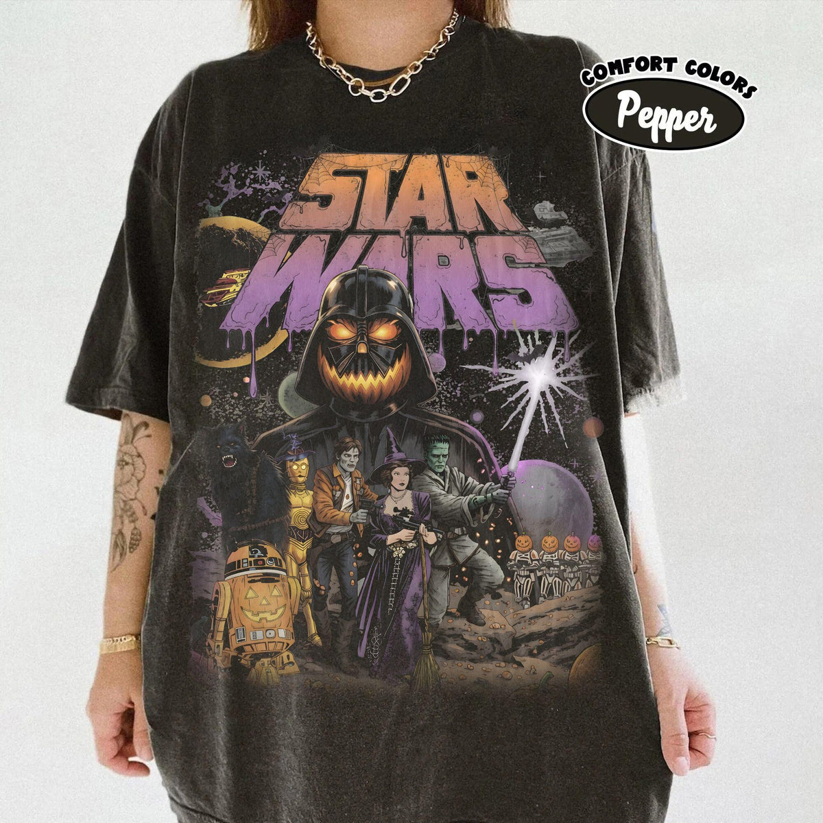 Vintage Star Wars Mashup Halloween Shirt Darth Vader  Stormtrooper Mickey Ears TrickorTreat Pumpkin Disney Halloween Family Trip Outfit