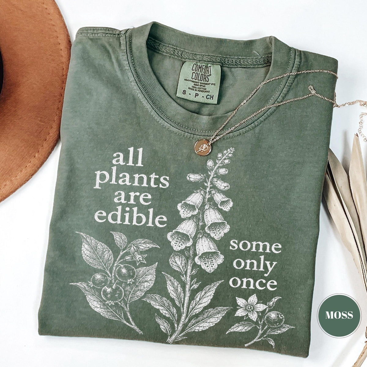 All Plants Are Edible Some Only Once TShirt Funny Botanical Foraging Tee Dark Humor Cottagecore Gardener Gift Vintage Garden Wildflower