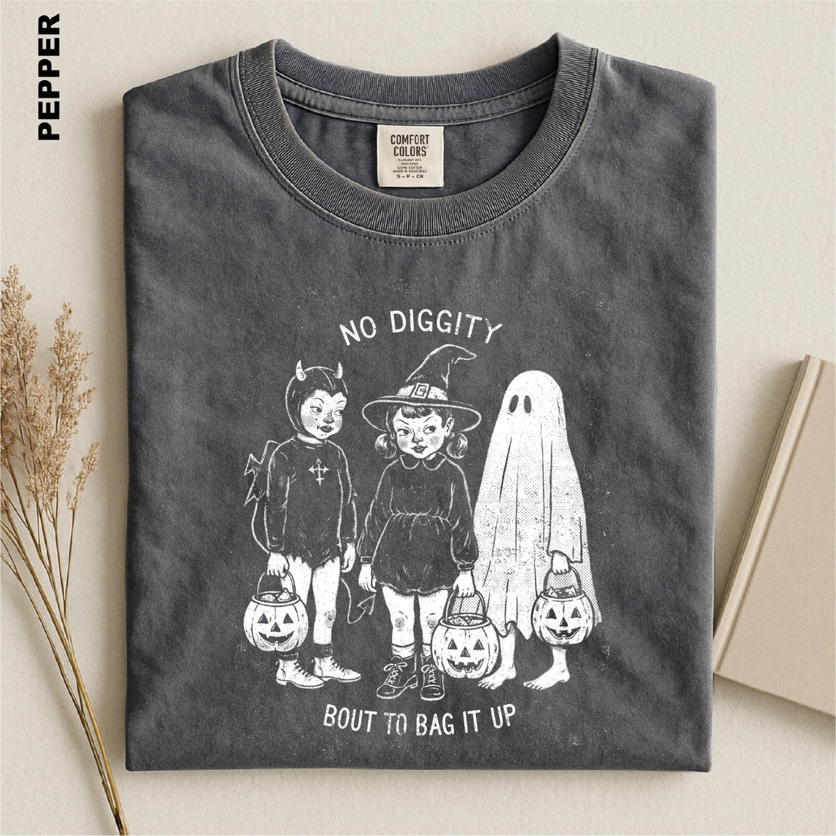No Diggity Halloween Shirt Bout To Bag It Up Funny Trick Or Treat Tshirt Retro Halloween Sweatshirt Comfort Colors Spooky Season Top