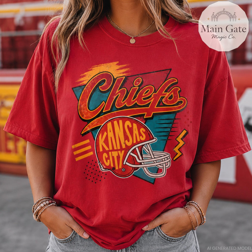 Retro Chiefs Shirt Kansas City Football Shirt Comfort Colors Tee 90s Football Shirt Football Sweatshirt Kansas City Game Day Shirt
