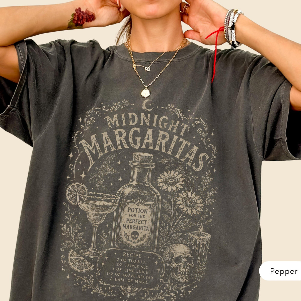 Comfort Colors Midnight Margaritas Shirt Women, Salt Rosemary Lavender Love Witchy Practical Magic Halloween Magical Margarita Graphic Tee, Gift for Her Aesthetic