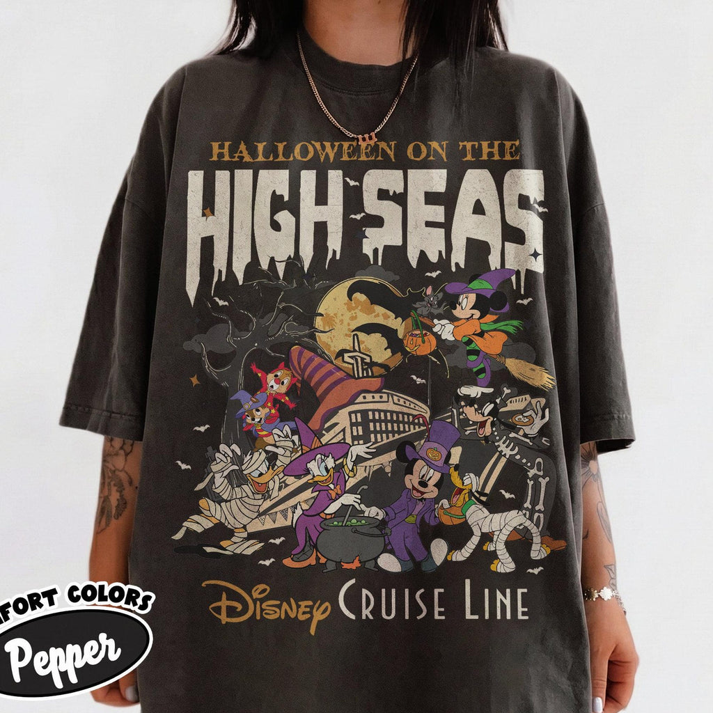 Vintage Halloween on the high seas shirt Mickey  friends Ghost Disney Cruise shirt Halloween family Cruise vacation shirt Spooky season