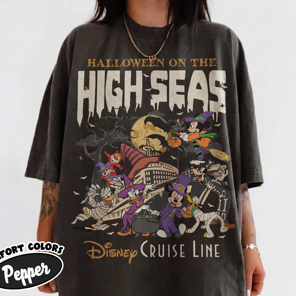Vintage Halloween on the high seas shirt Mickey  friends Ghost Disney Cruise shirt Halloween family Cruise vacation shirt Spooky season