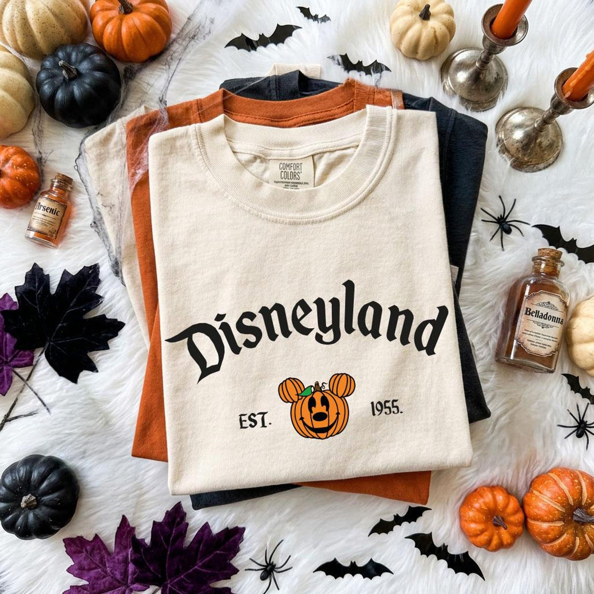 Comfort Colors Disneyland Mickey Pumpkin Est 1955 Fall Shirt Women, Vintage Halloween Retro Fall Vacation Spooky Season Graphic Tee, Gift for Her Aesthetic