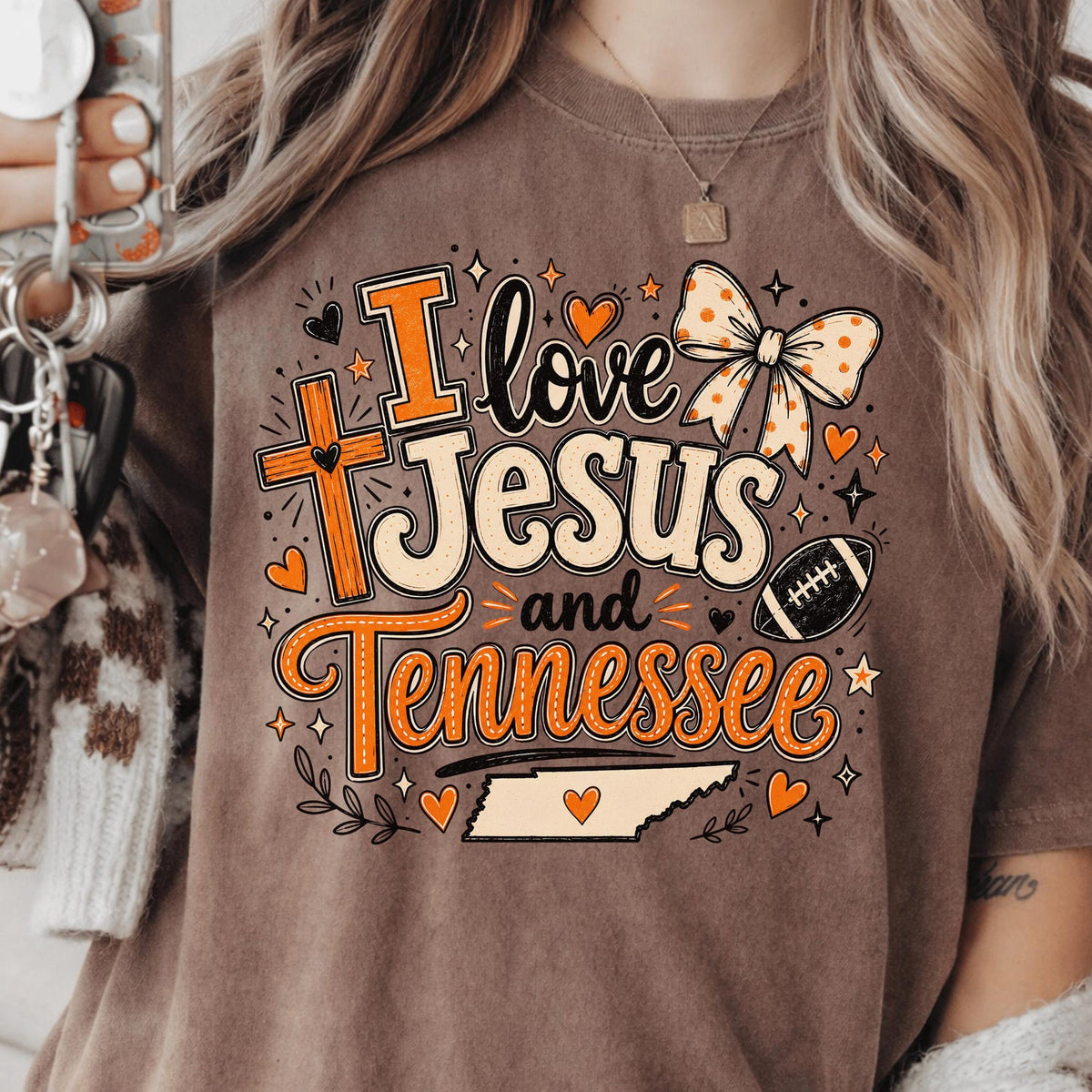 Comfort Colors I Love Jesus and Tennessee Shirt Women, Christian Orange Faith Game Day Vols Graphic Tee, Fan Gift for Her Aesthetic
