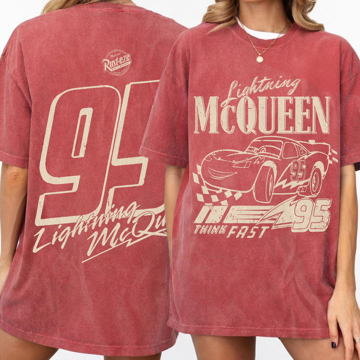 Comfort Colors Vintage Lightning McQueen Shirt Women, Disney Pixar Cars Radiator Springs Cars Land Family Vacation 2026 Disney Trip Graphic Tee, Gift for Her Aesthetic