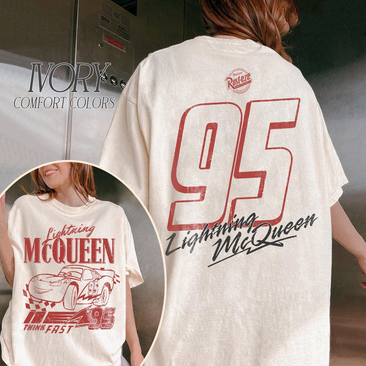 Comfort Colors Vintage Lightning McQueen Cars Land Shirt Women, Disney Pixar Cars Family Vacation 2026 Retro Graphic Tee, Gift for Her Aesthetic