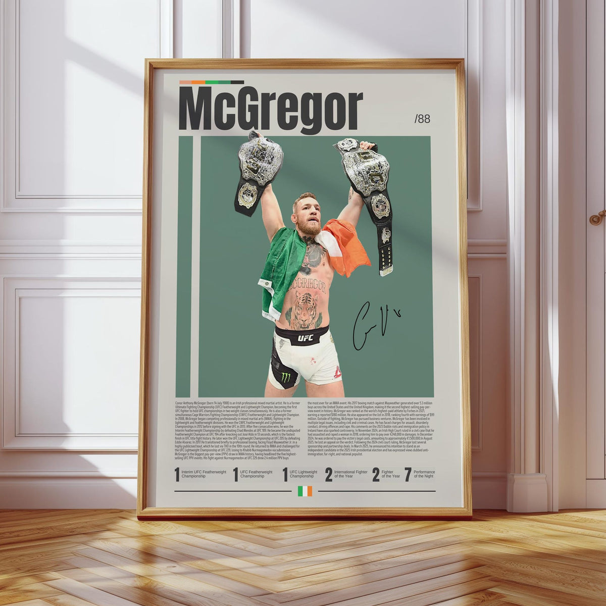 Conor McGregor MMA Boxing Mid Century Modern Motivational Sports Bedroom - Poster | Canvas Wall Art Print