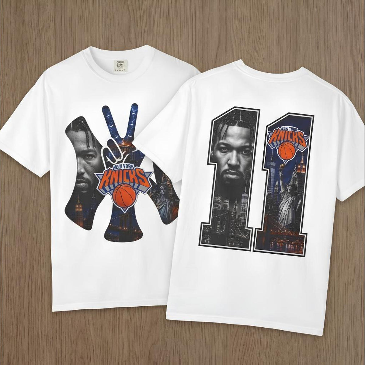 Jalen Brunson New York Knicks Shirt Front Back Design Skyline Hoops Tee Vintage 90s Streetwear Comfort Colors Unisex