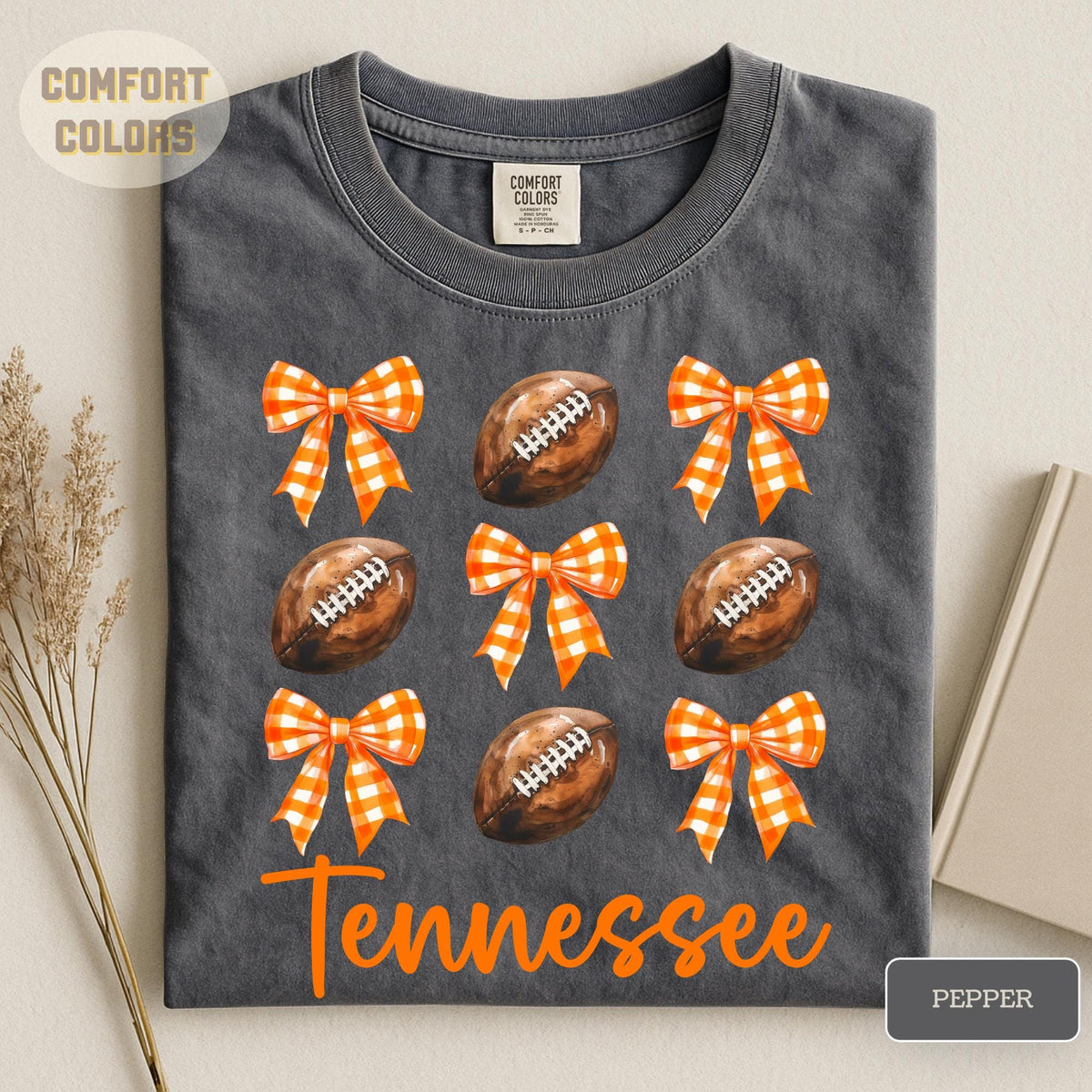 Comfort Colors Tennessee Football Coquette Bow Shirt Women, Vintage Design Couple Game Day Graphic Tee, Fan Gift for Her Aesthetic