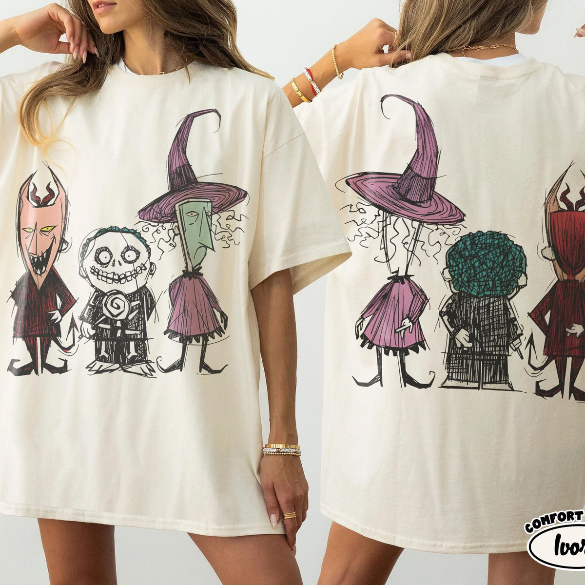 Comfort Colors TwoSided Lock Shock Barrel Shirt Disney Trick or Treat Party Shirt Nightmare Before Christmas Halloween Tee