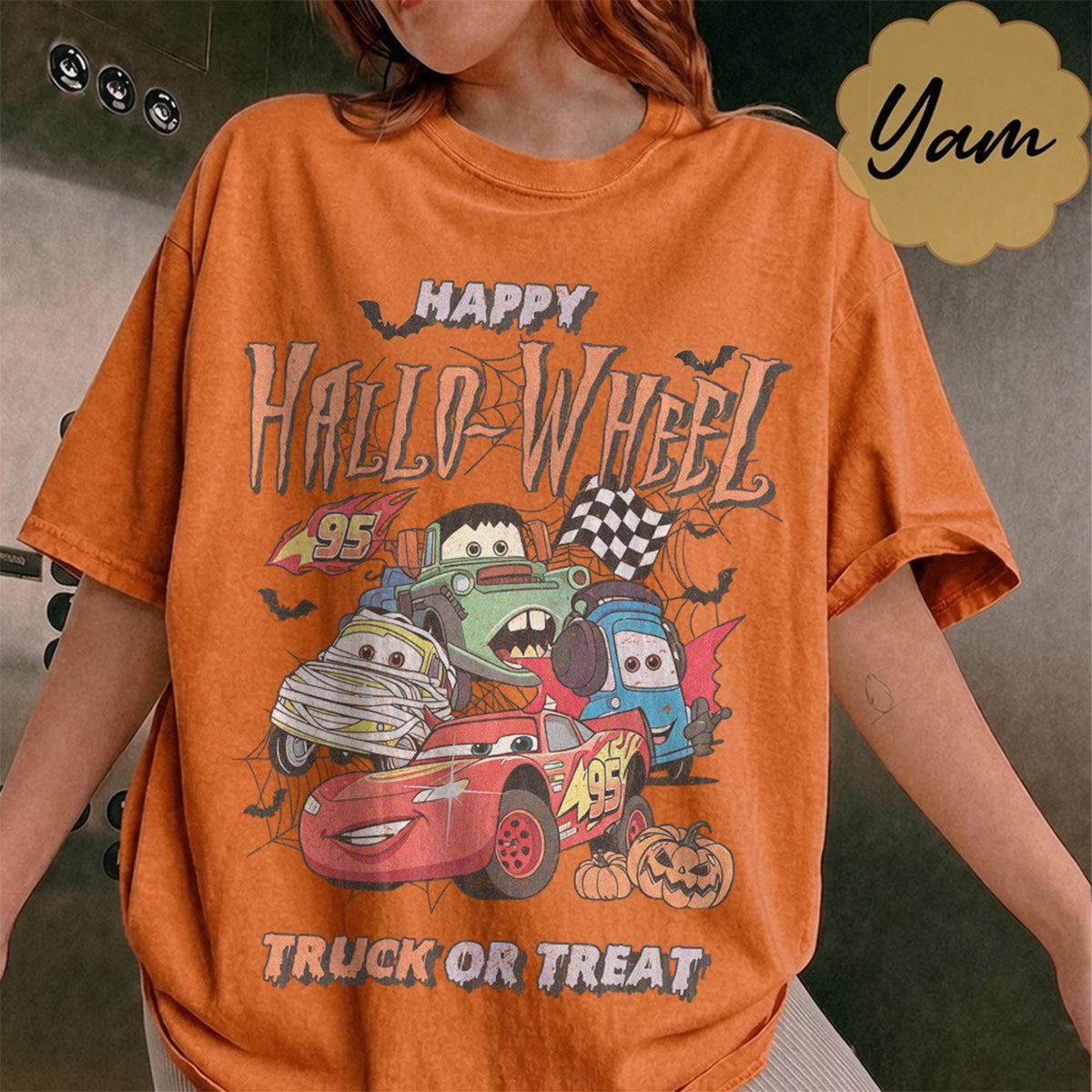 Comfort Colors Lightning McQueen Halloween Cars Shirt Women, Vintage Disney World Truck or Treat Spooky Season Graphic Tee, Gift for Her Aesthetic