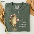 First Of All Jesus Thinks Im A Delight Shirt Funny Christian Frog Coffee Graphic Comfort Colors TShirt Gift for Women