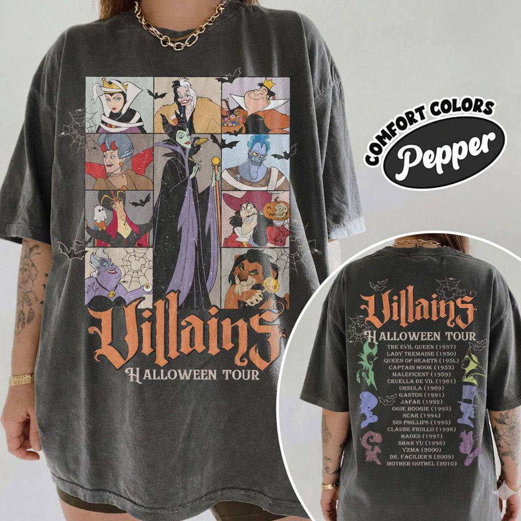 2Sided Disney Villains Evil Tour Halloween Costume Shirt Ursula Cruella Maleficent Tee Disneyland Mickeys Not So Scary Party Family Trip