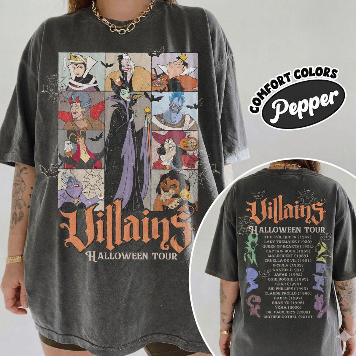 2Sided Disney Villains Evil Tour Halloween Costume Shirt Ursula Cruella Maleficent Tee Disneyland Mickeys Not So Scary Party Family Trip