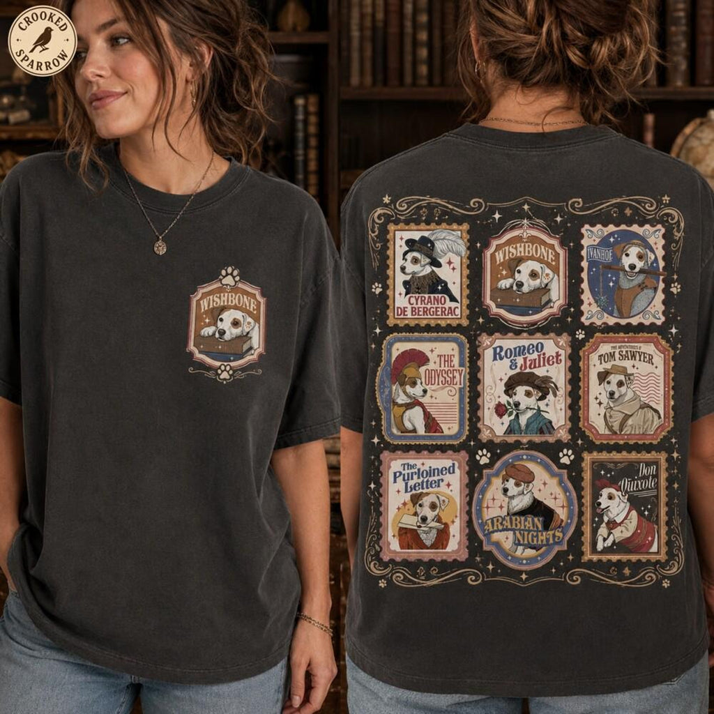 Wishbone Dog Shirt Literary Dog Shirt Vintage Literary Society Tee Book Lover Shirt 90s Nostalgia Tee Teacher Gift Bookish Reader Gift