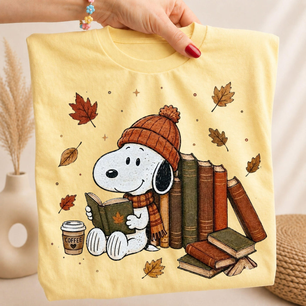 Comfort Colors Snoopy Autumn Shirt Women, Fall Peanuts Charlie Brown Cute Cartoon Dog Cozy Graphic Tee, Gift for Her Aesthetic