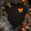 Disney Pumpkin Shirt Mickey Halloween Tee Cute Autumn Tshirt Retro Spooky Season Pocket Size Graphic Tee Magic Kingdom Tee