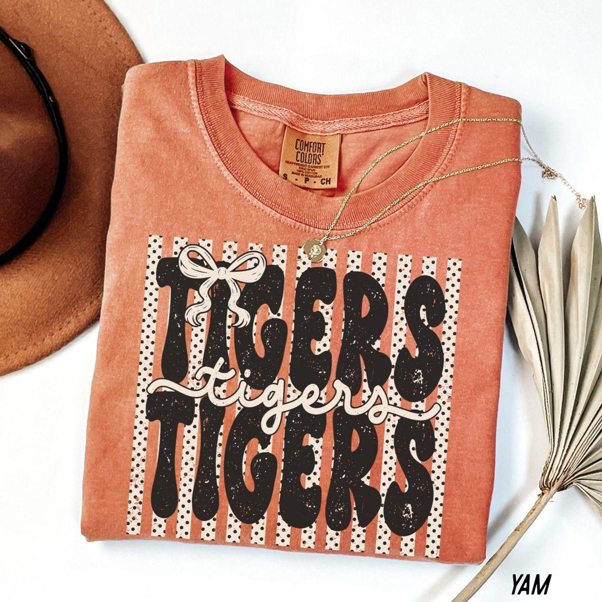 Comfort Colors Tigers Shirt Polka Dot Preppy Stripes Tigers Tshirt Tigers Game Day Shirt Tigers Mascot Tee Coquette Tigers Tshirt