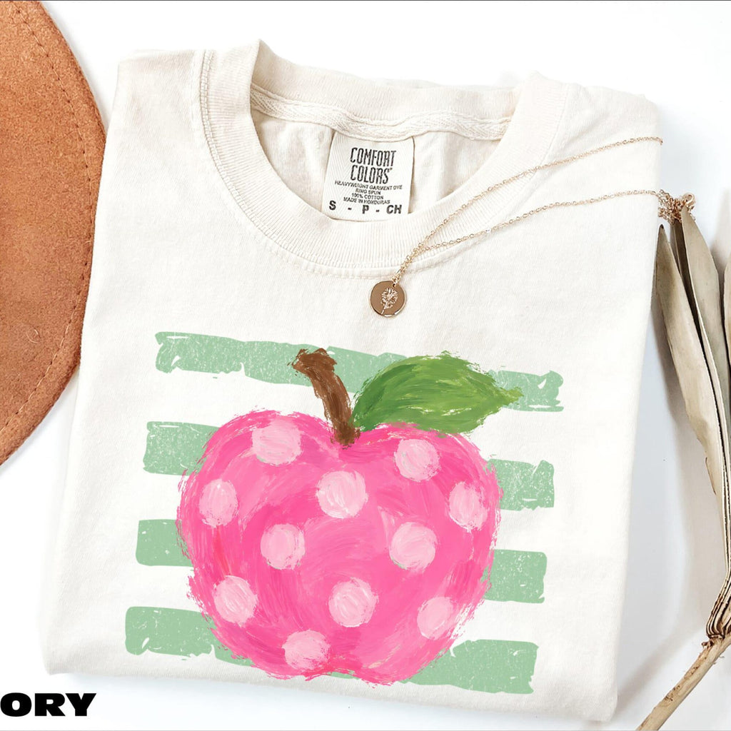 Pink Apple Shirt Teacher Appreciation Gift Back to School Sweatshirt New Teacher Sweater Teacher Life Comfort Colors TShirt