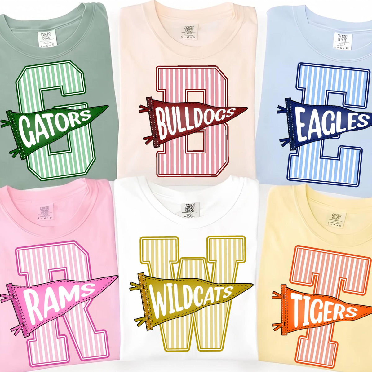Comfort Colors Personalized School Mascot  TShirt Gingham Varsity Letter Graphic Tee Game Day Team Shirt Back To School Gift Teacher Tee