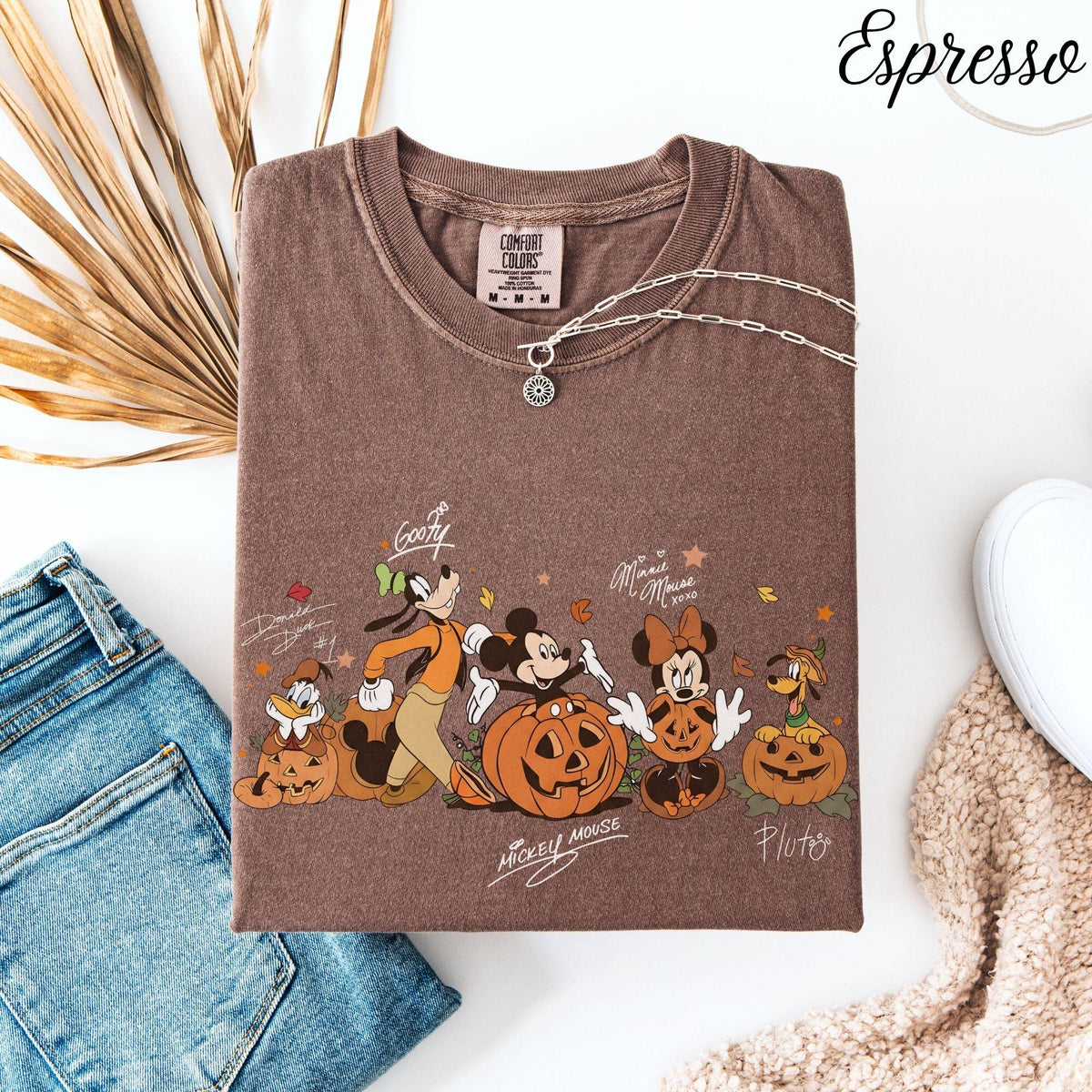 Comfort Colors Mickey and Friends Autumn Fall Shirt Women, Disneyland Fall Vibes Disney Family Halloween Trip Mickey Boo Spooky Graphic Tee, Gift for Her Aesthetic