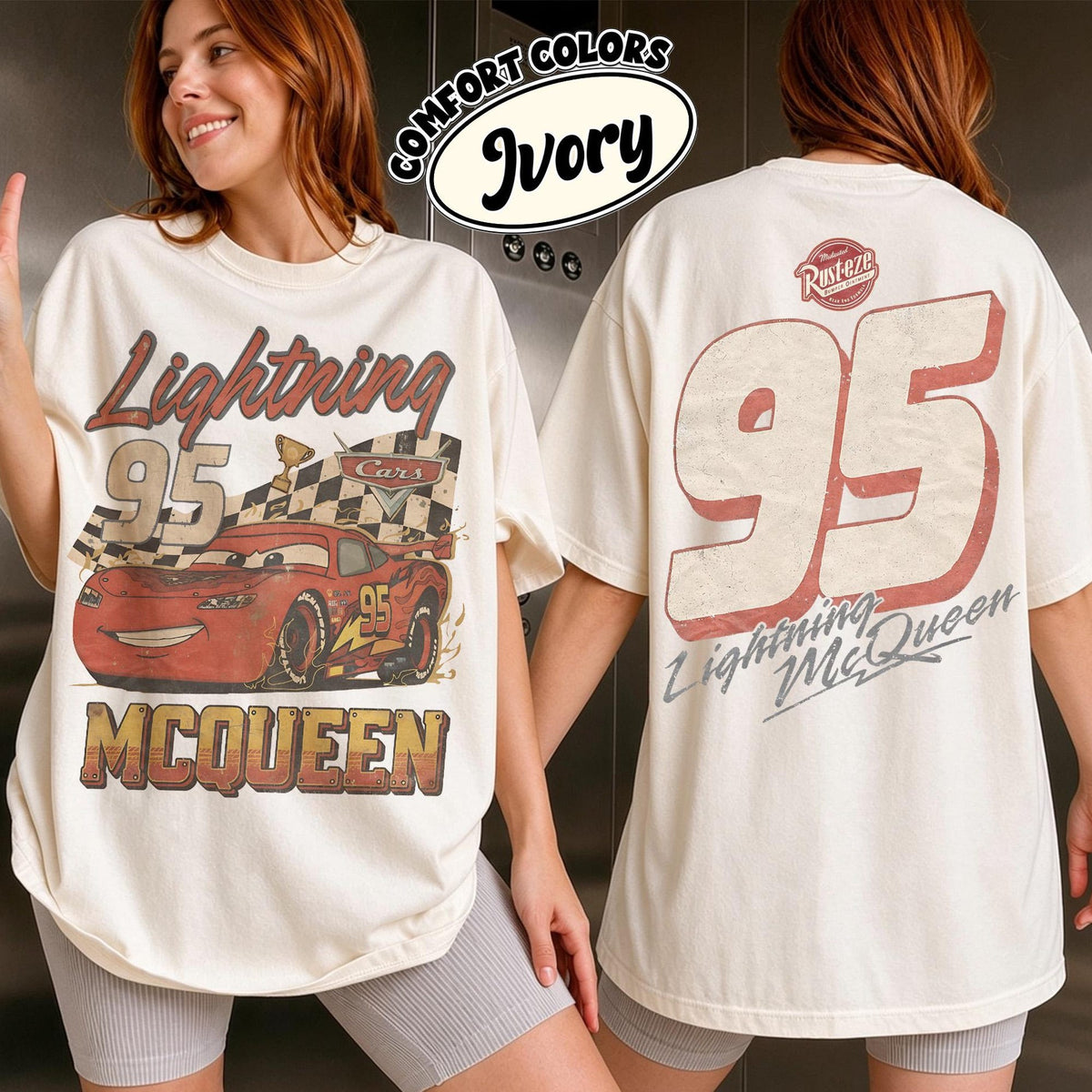 Comfort Colors Vintage Lightning McQueen Shirt Women, Disney Pixar Cars Retro McQueen Family Vacation Trip 2026 Disney Car Graphic Tee, Gift for Her Aesthetic