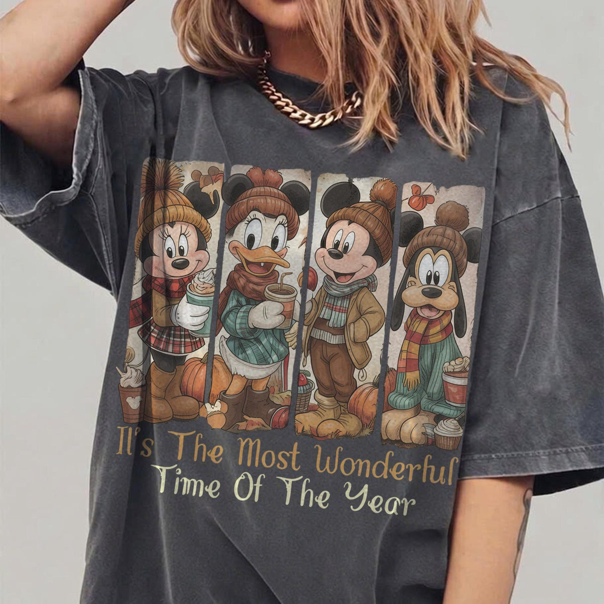 Comfort Colors Vintage Mickey and Friends Fall Shirt Women, Disney Autumn Pumpkin Disney World Vacation Retro Fall Graphic Tee, Gift for Her Aesthetic