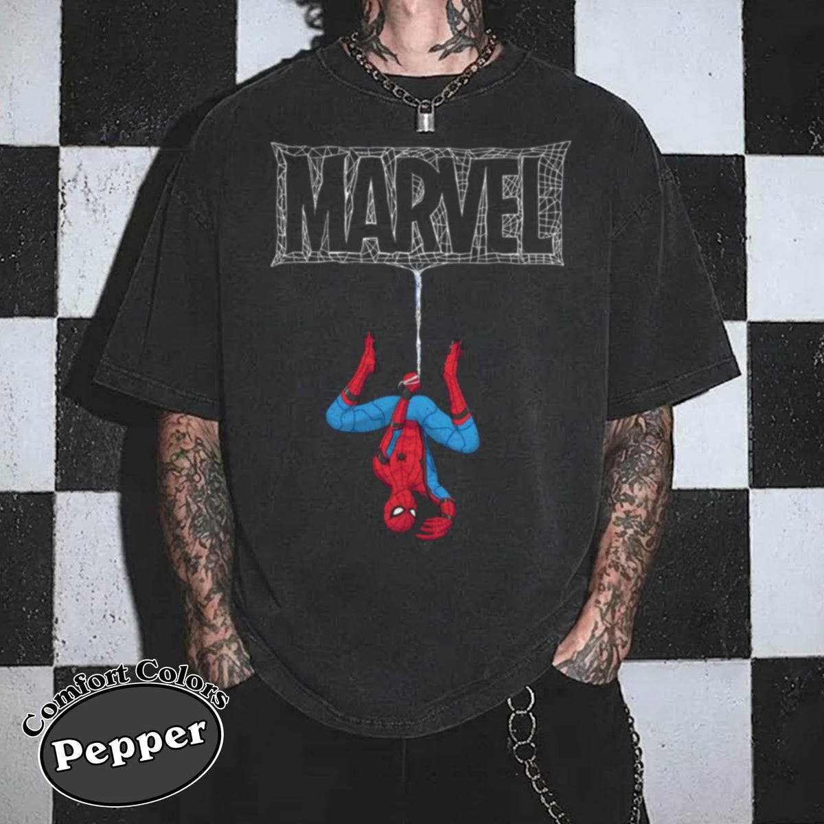 Comfort Colors Vintage Spider Man Web Shirt Women, Marvel Comic Cover Pink Graphic Tee, Superhero Fan Gift for Her Aesthetic