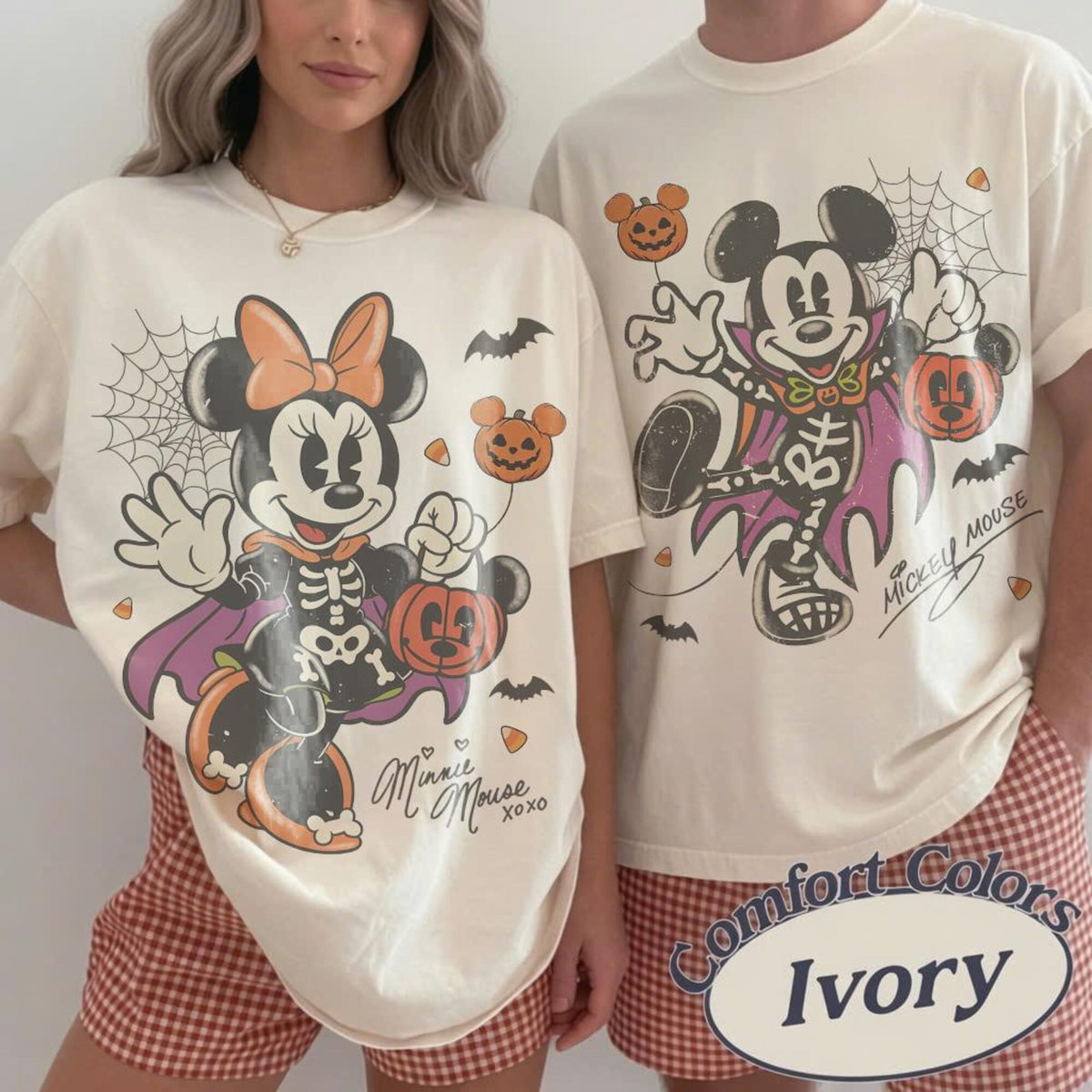 Comfort Colors Retro Mickey Minnie Halloween Couple Shirts Mickey Halloween Shirt Spooky Season Tee Disney Halloween Matching Shirts