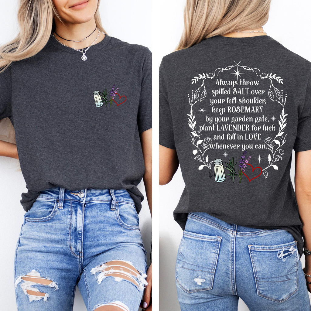 Comfort Colors Practical Magic Shirt Women, Salt Rosemary Lavender Love Magic Spell Halloween Witchy Women Front Back Graphic Tee, Gift for Her Aesthetic