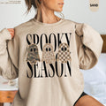 Spooky Season Sweatshirt Leopard Ghost Hoodie Camo Ghost Sweatshirt Checkered Ghost Crewneck Halloween Ghosts Hoodie Fall Season Gift