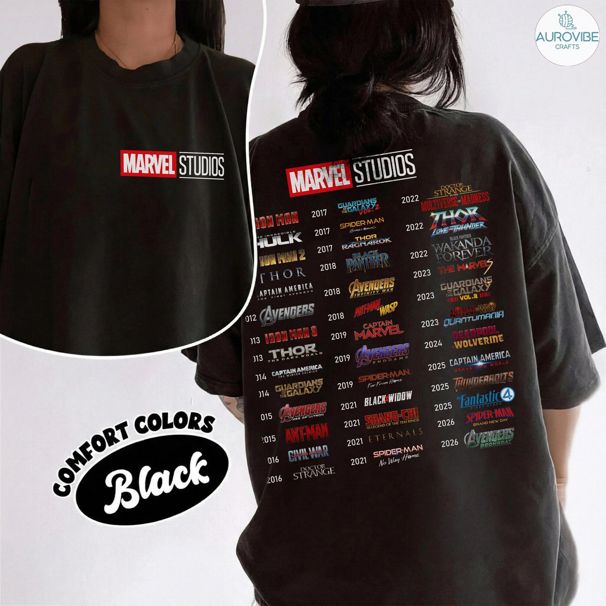 Comfort Colors Retro Marvel Studios Avengers Doomsday Shirt Women, Vintage Thor Captain America MCU Fan Graphic Tee, Gift for Her Aesthetic