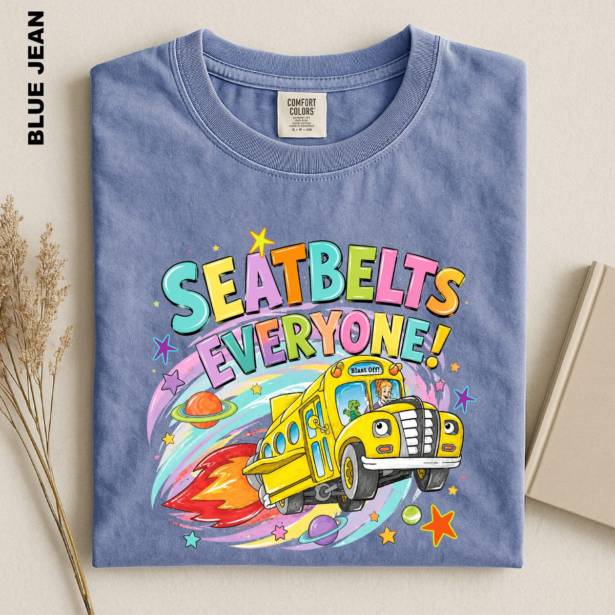Comfort Colors Magic School Bus Shirt Seatbelts Everyone Teacher Tee Ms Frizzle Back to School Gift Science Teacher TShirt for Women