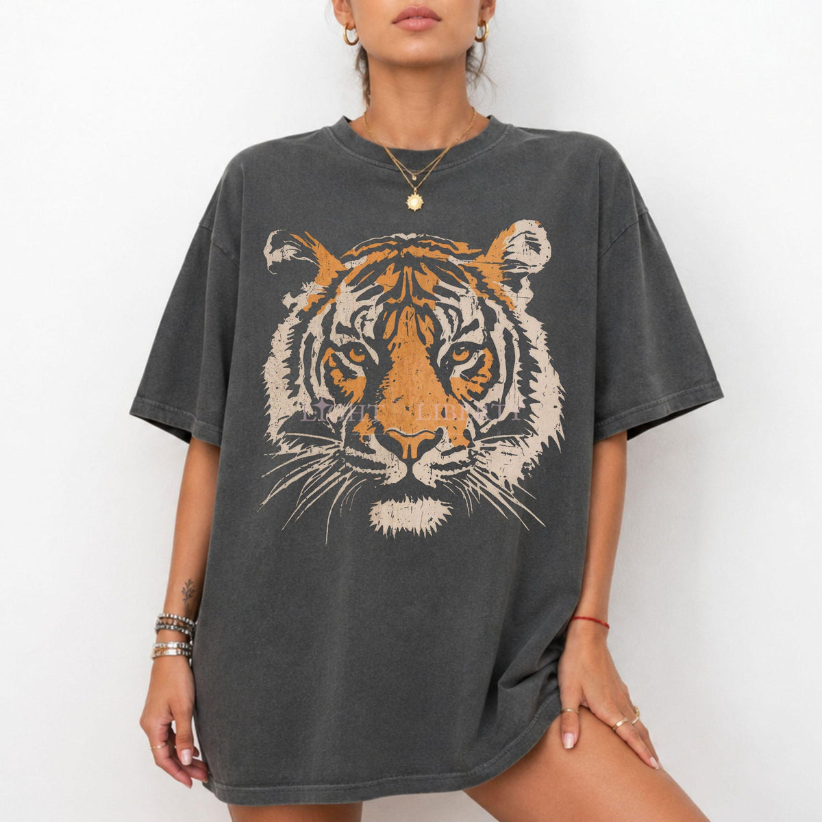 Vintage Tiger TShirt Comfort Colors Cincy Bengals Distressed Retro Animal Graphic Tee