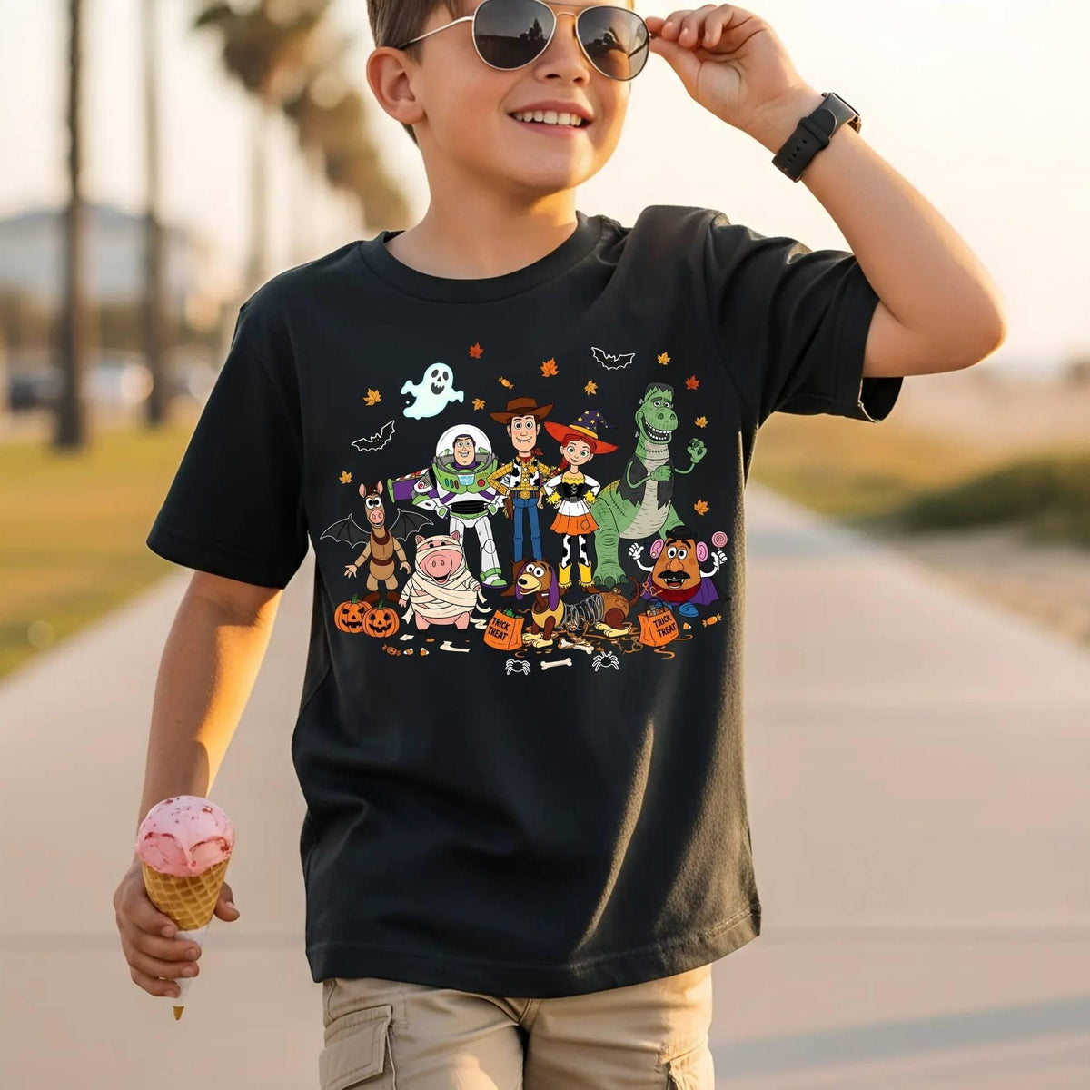 Toy Story Halloween Tee Kids  Woody Buzz Jessie Spooky Shirt  Rex Frankenstein Trick or Treat  Disney Halloween Vacation Youth Tshirt Fun
