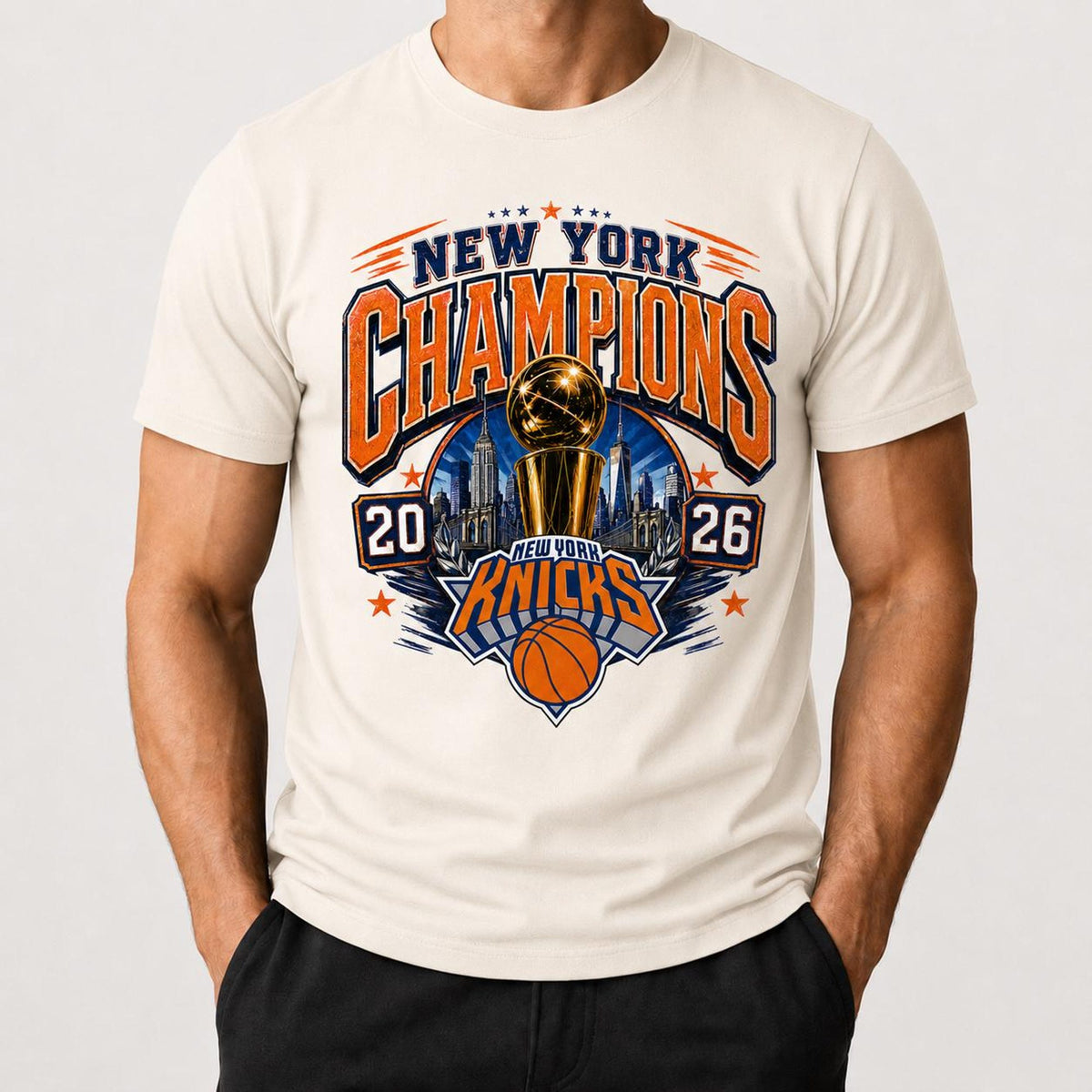 New York Knicks Champions 2026 Shirt NYC Skyline Basketball Graphic Tee Fan Gift Unisex