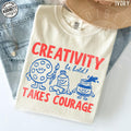 Comfort Colors Creativity Takes Courage Shirt  Cute Retro Doodles Be Bold Art Teacher Tee