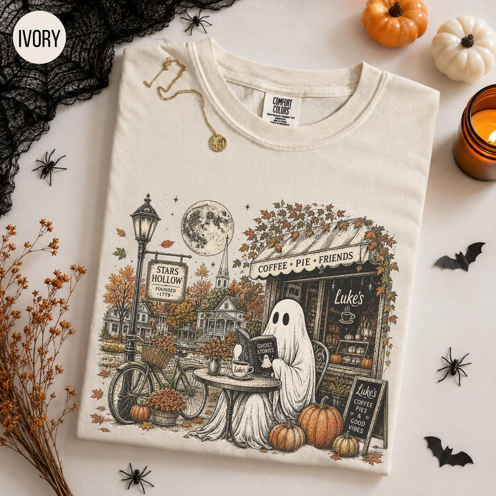 Stars Hollow Ghost Shirt Lukes Diner Fall Tee Gilmore Girls Inspired Comfort Colors Shirt Autumn Coffee Lover Gift Halloween Tee